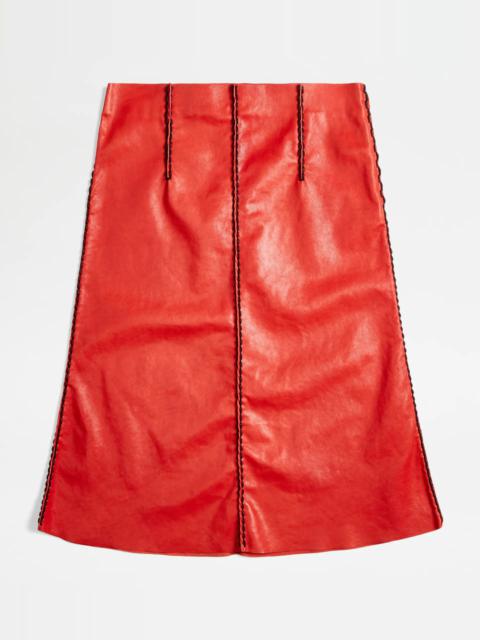 LEATHER SKIRT - RED