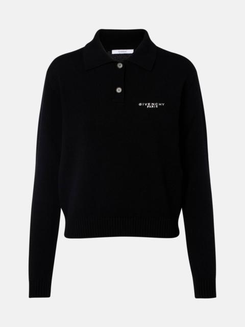 Logo wool and cashmere polo sweater