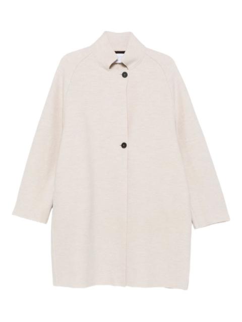 button-fastening virgin-wool coat