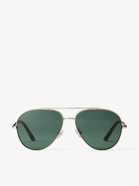 Astor
Pale Gold and Green Metal Aviator Sunglasses