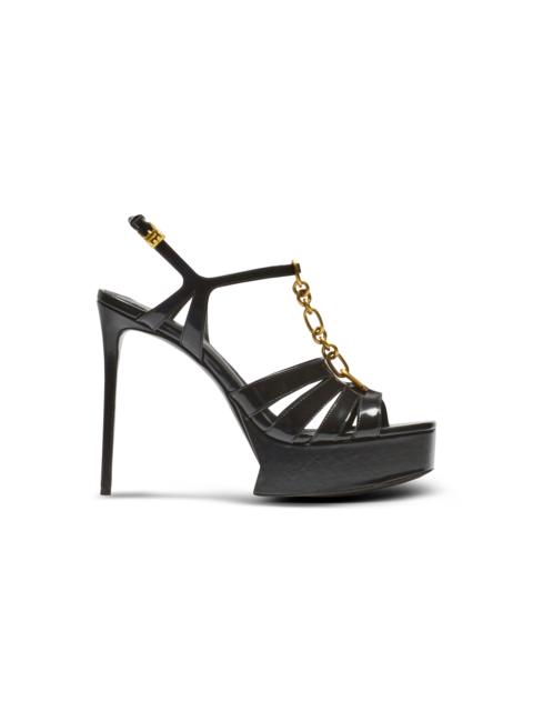 Sync platform sandals in patent lambskin