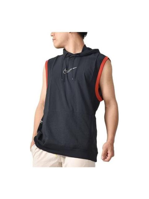 Men's Nike DRI-Fit Micro Mark Quick Dry Breathable Hooded Training Sports Sleeveless Black T-Shirt D