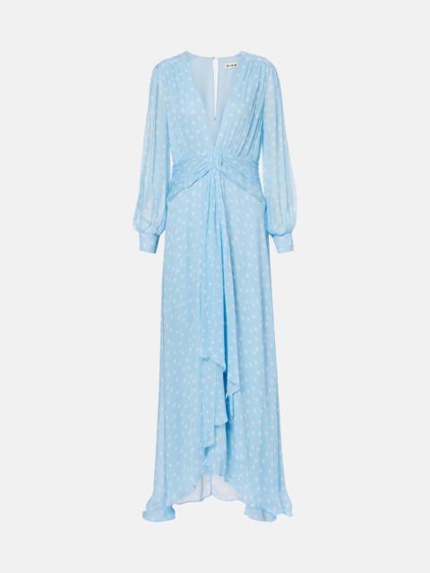 Meera polka-dot shirred gown