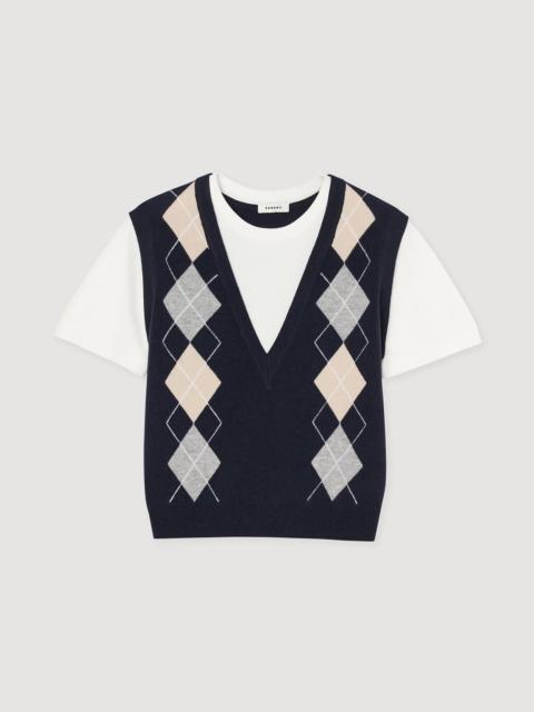 ARGYLE LAYERED EFFECT SWEATER