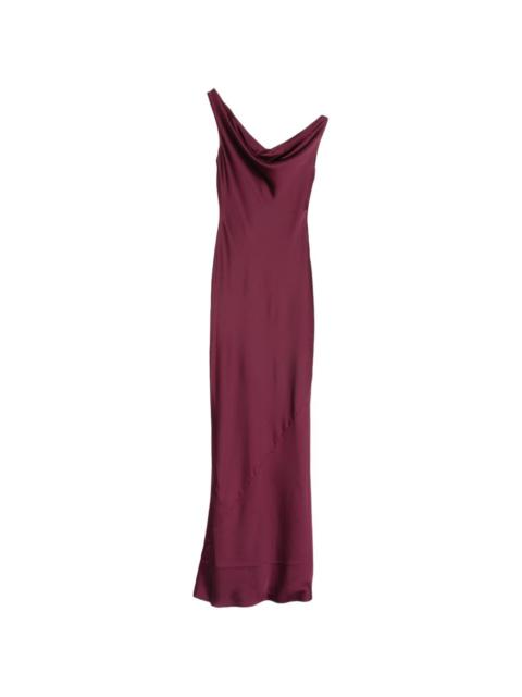 asymmetric-shoulder maxi dress