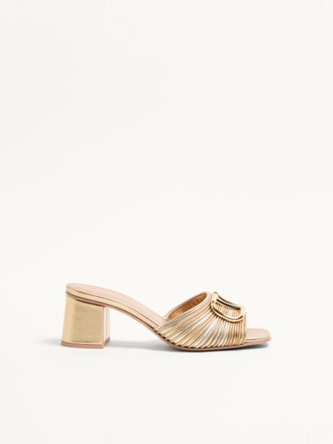 METALLIC VLOGO SIGNATURE SLIDE SANDAL WITH CORNELY EMBROIDERY 60MM
