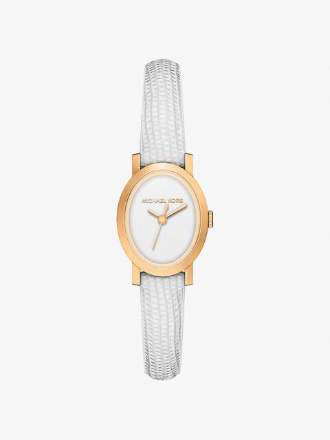 Petite Maude Gold-Tone and Lizard Embossed Leather Watch