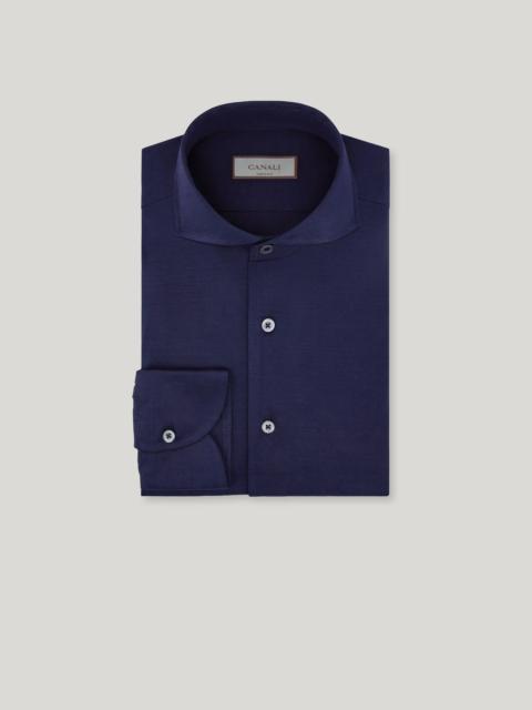 REGULAR FIT SHIRT IN NAVY BLUE COTTON JERSEY