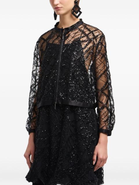 sequin-embellished sheer jacket