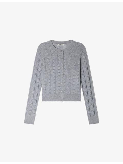 Pointelle Knitted Wool Cardigan