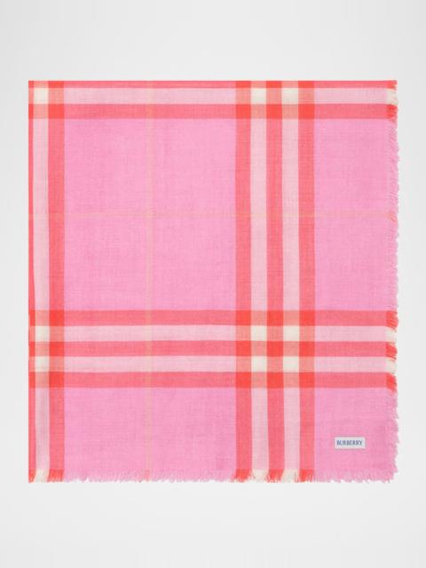Reversible Check Wool Silk Scarf
