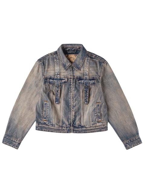 Two Tone Washed Bondage Denim Jacket