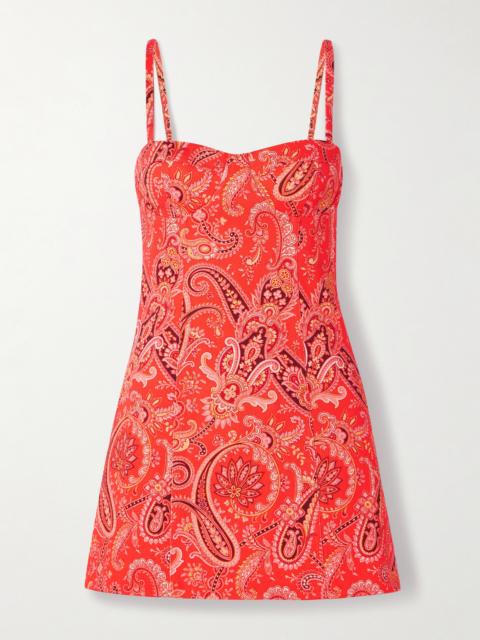 Claudine Paisley-print Denim Mini Dress