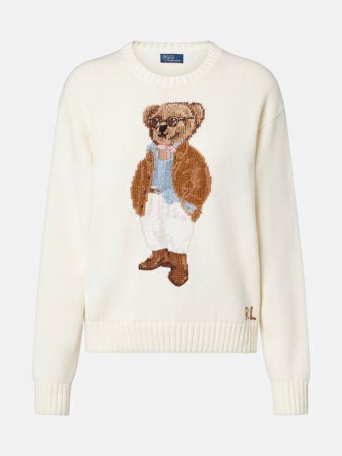 Polo Bear intarsia cotton sweater