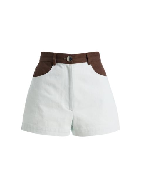 High-Waist Denim Combo Hot Shorts light blue