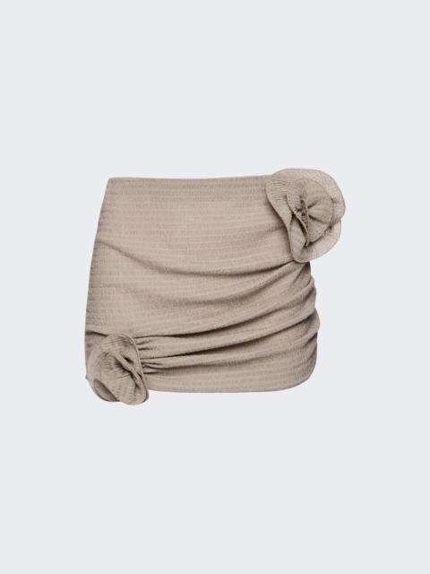 Floral Applique Mini Skirt Brown