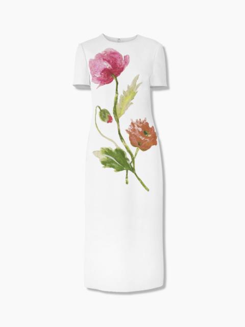 Poppy-Print Midi Dress