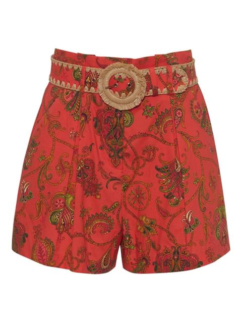 Palmer paisley-print belted shorts