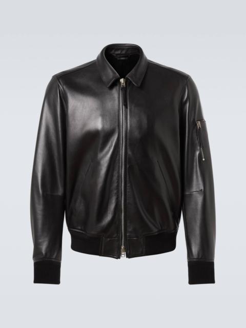 Leather blouson jacket