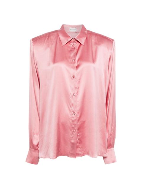 long-sleeved silk-satin shirt