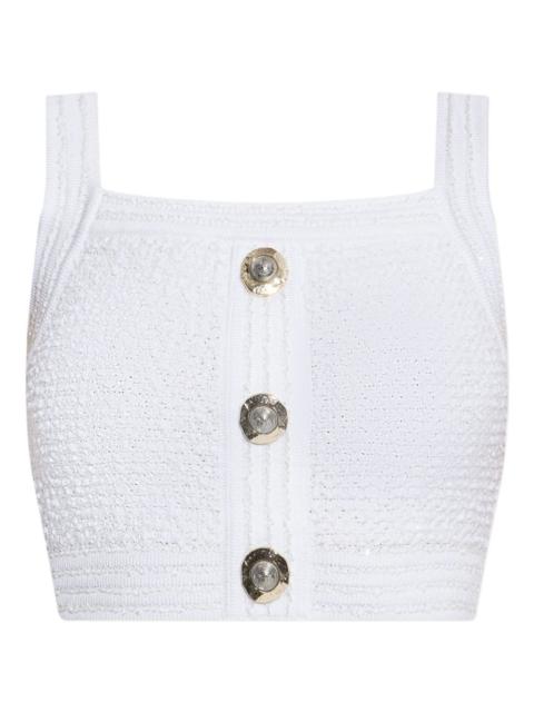button-embellished cropped top