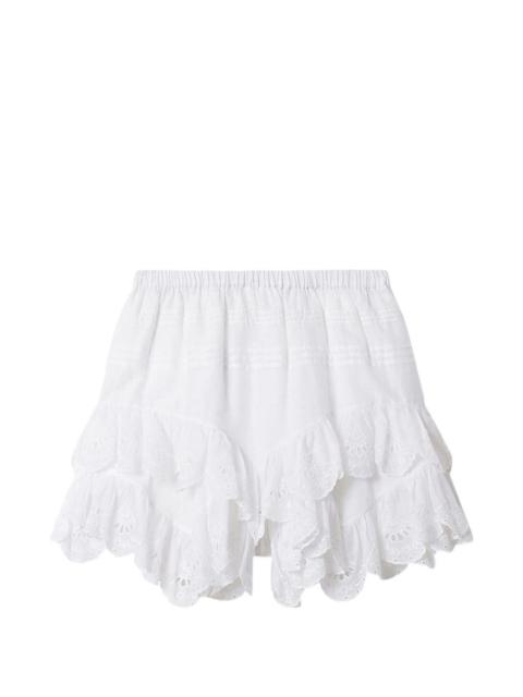floral-lace ruffled shorts