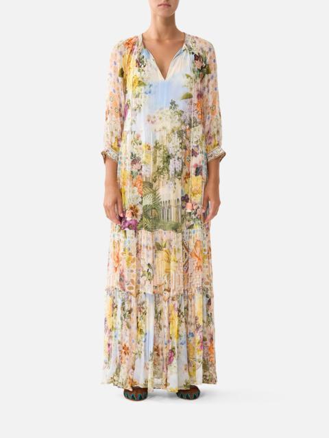 LONG GATHERED PANEL DRESS