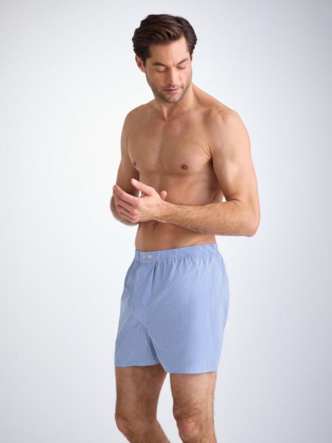 Men's Classic Fit Boxers Gingham Cotton Blue