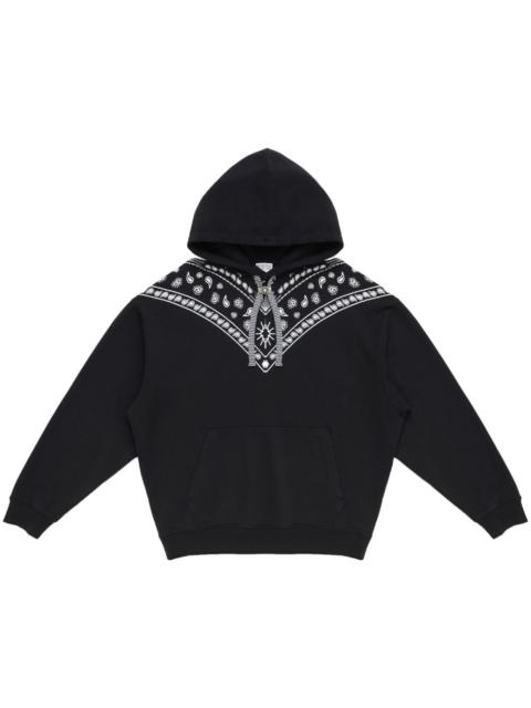 Bandana-embroidered drawstring hoodie