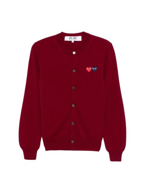 Round-Neck Double Burgundy Emblem Cardigan