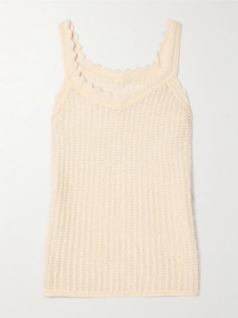 Ennio scalloped pointelle-knit tank Cream