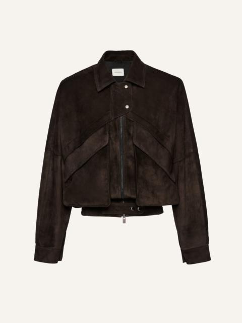 Vintage suede bomber jacket in brown
