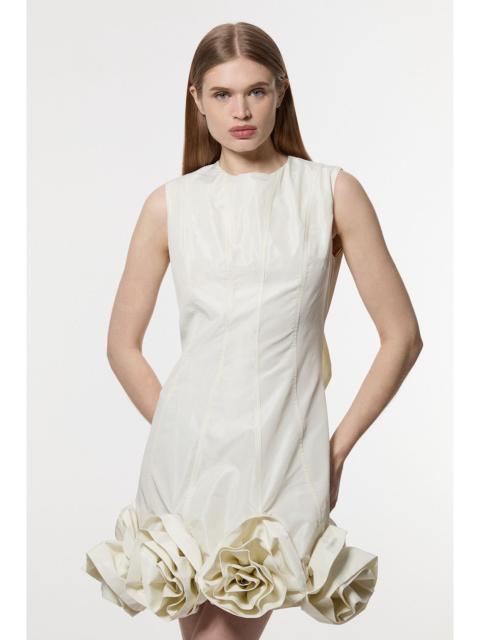 Drama Taffeta Rosette Woven Mini Dress With Bow Detail