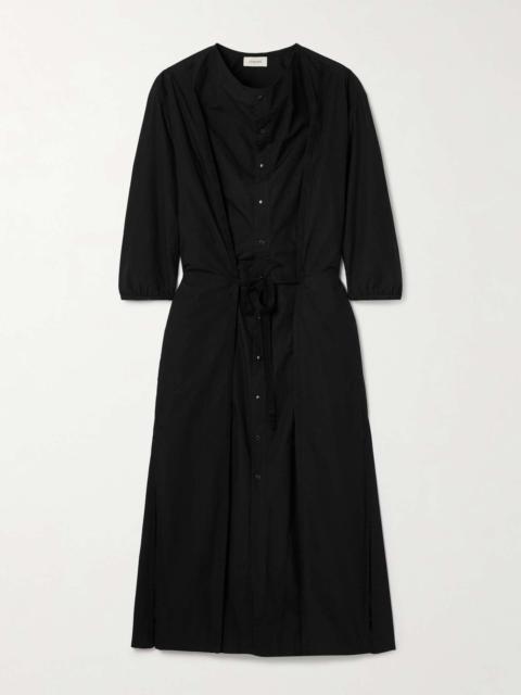 Draped cotton-poplin midi dress