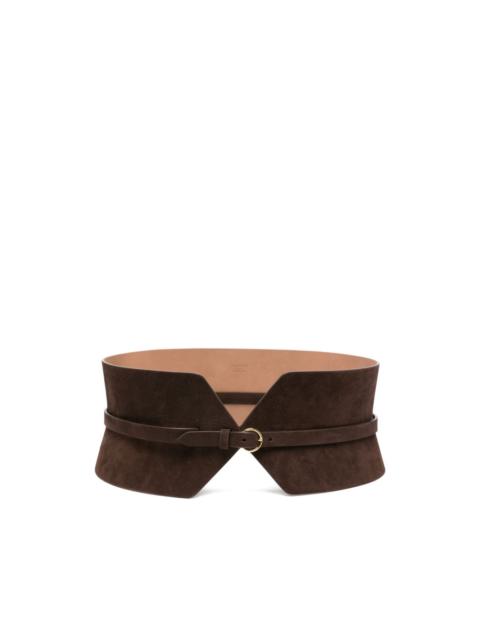 wide-panelled leather belt