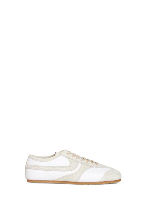 White nappa leather sneakers with suede details