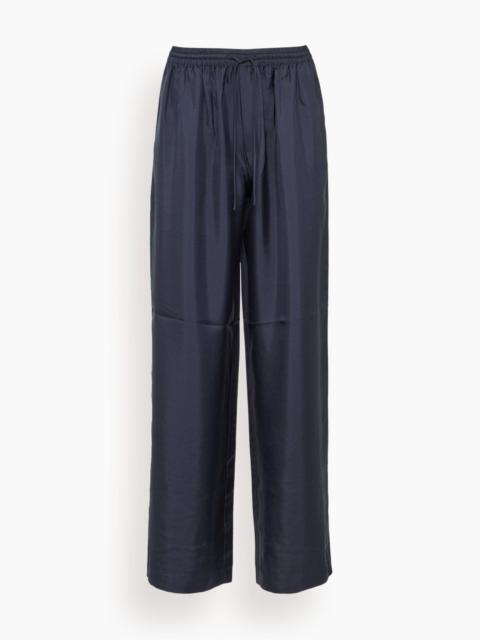 Wide Leg Silk Trousers in Night
