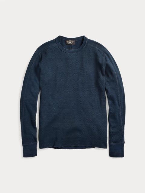 Indigo Jacquard-Knit Crewneck
