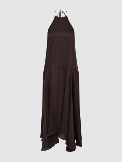 Silk Handkerchief Halter Dress - Bark