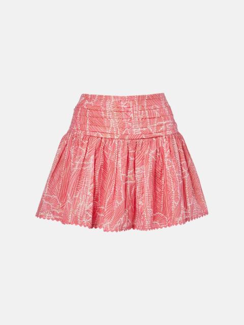 Colleen printed cotton-blend lamé miniskirt