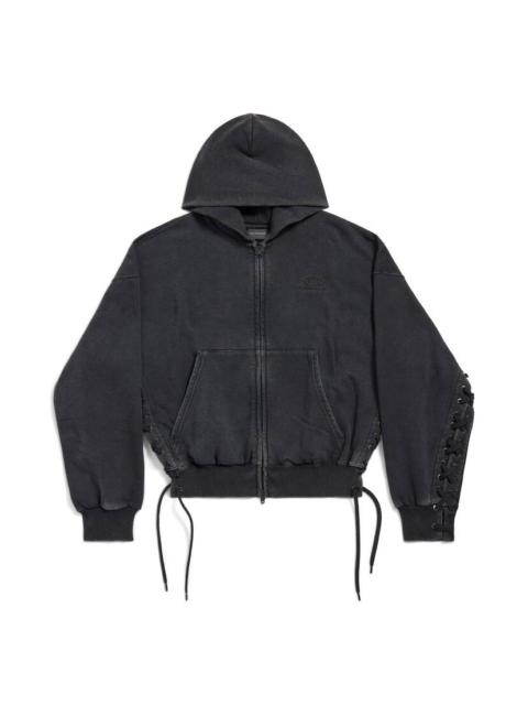 Women's Loop Sports Icon Lace-up Hoodie in Faded Black