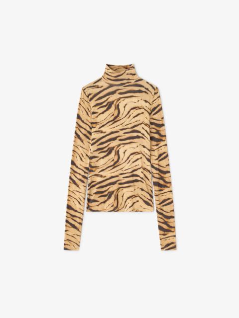 TIGER PRINT JERSEY TURTLENECK