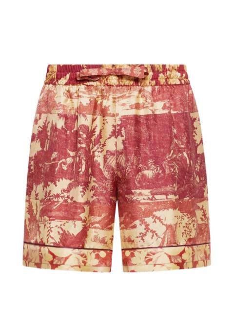 Aloe pastoral print elasticated shorts