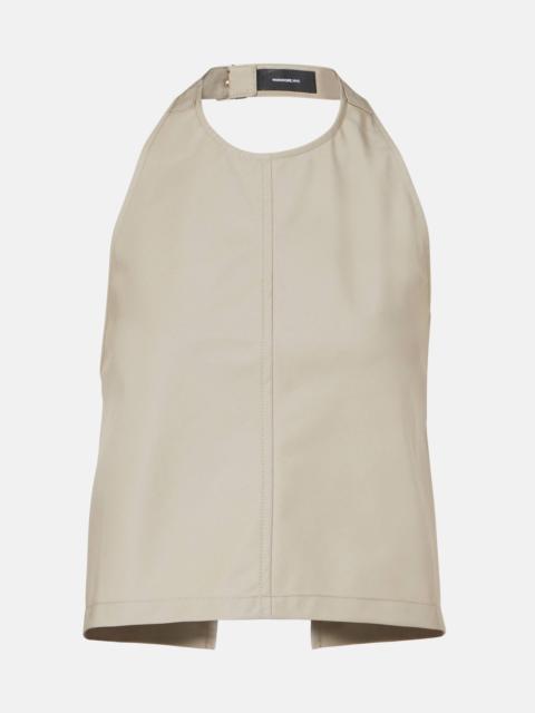 Halterneck cotton-blend top