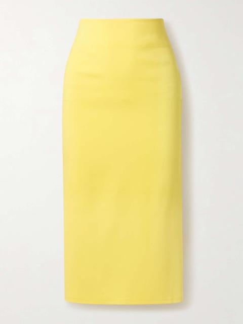 Sablier draped crepe-jersey midi skirt Yellow