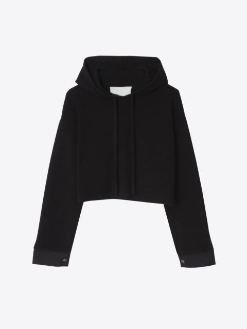 Long Sleeve Cropped Hoodie With Poplin Combo