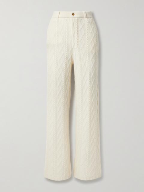 Cable-knit Wool And Cashmere-blend Straight-leg Pants