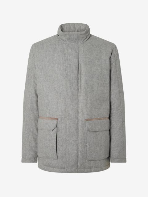 Medium melange grey technical cashmere field jacket
