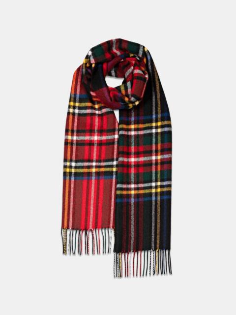 Unisex Oversized Lambswool Scarf Black Royal Stewart