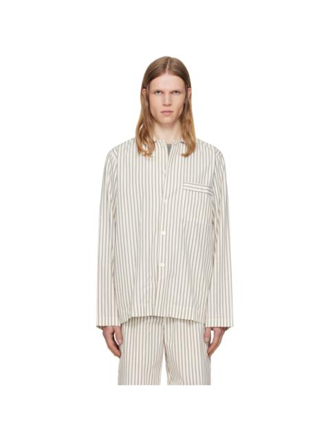 Brown & Off-White Poplin Long-Sleeved Pyjama Shirt